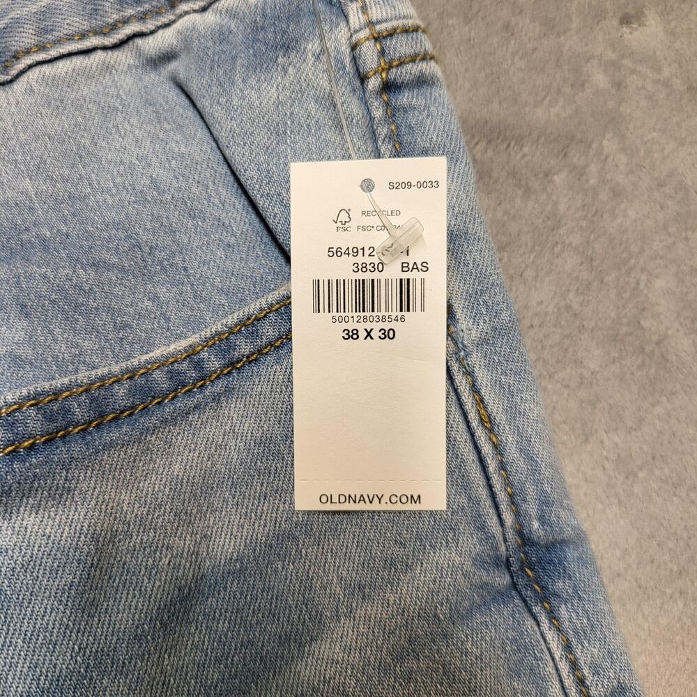 Old‎ Navy Jeans Mens 38x30 Blue Light Wash Straight Denim Stretch Pockets - Picture 3 of 11